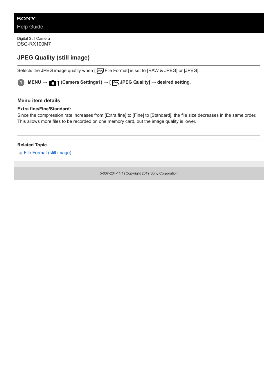 Jpeg quality (still image) | Sony VENICE 4K Live Bundle with MultiDyne SilverBack Fiber-Optic Adapter User Manual | Page 383 / 634