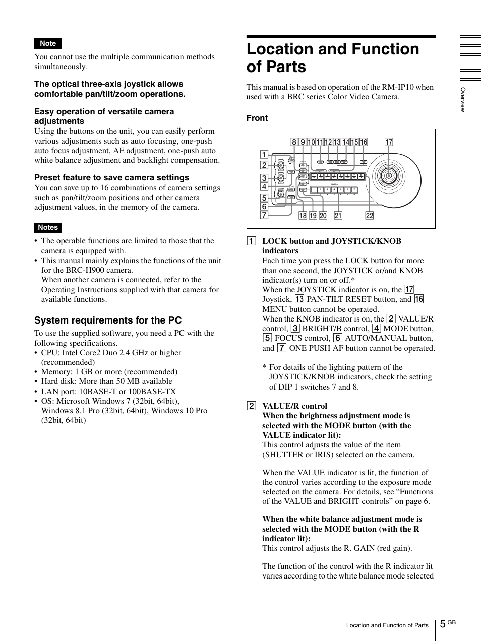 Location and function of parts, System requirements for the pc | Sony WI-C300 Wireless In-Ear Headphones (Red) User Manual | Page 5 / 27