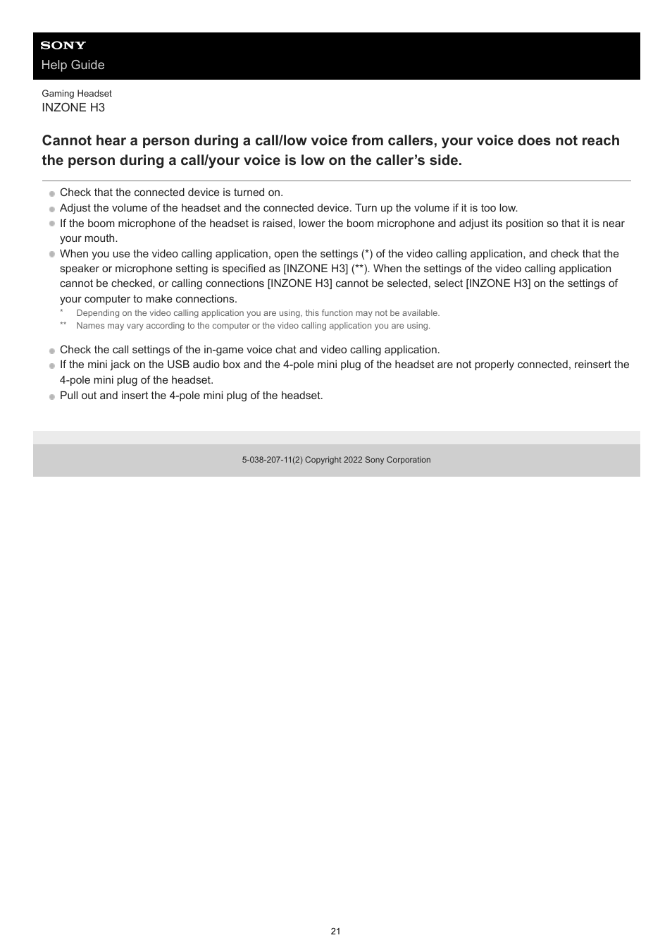 Help guide | Sony MDR-1AM2 Circumaural Headphones User Manual | Page 21 / 25
