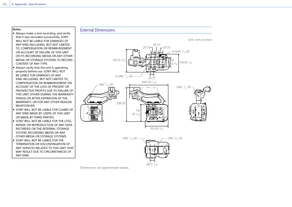 External dimensions | Sony DT 11-18mm f/4.5-5.6 Lens User Manual | Page 133 / 134