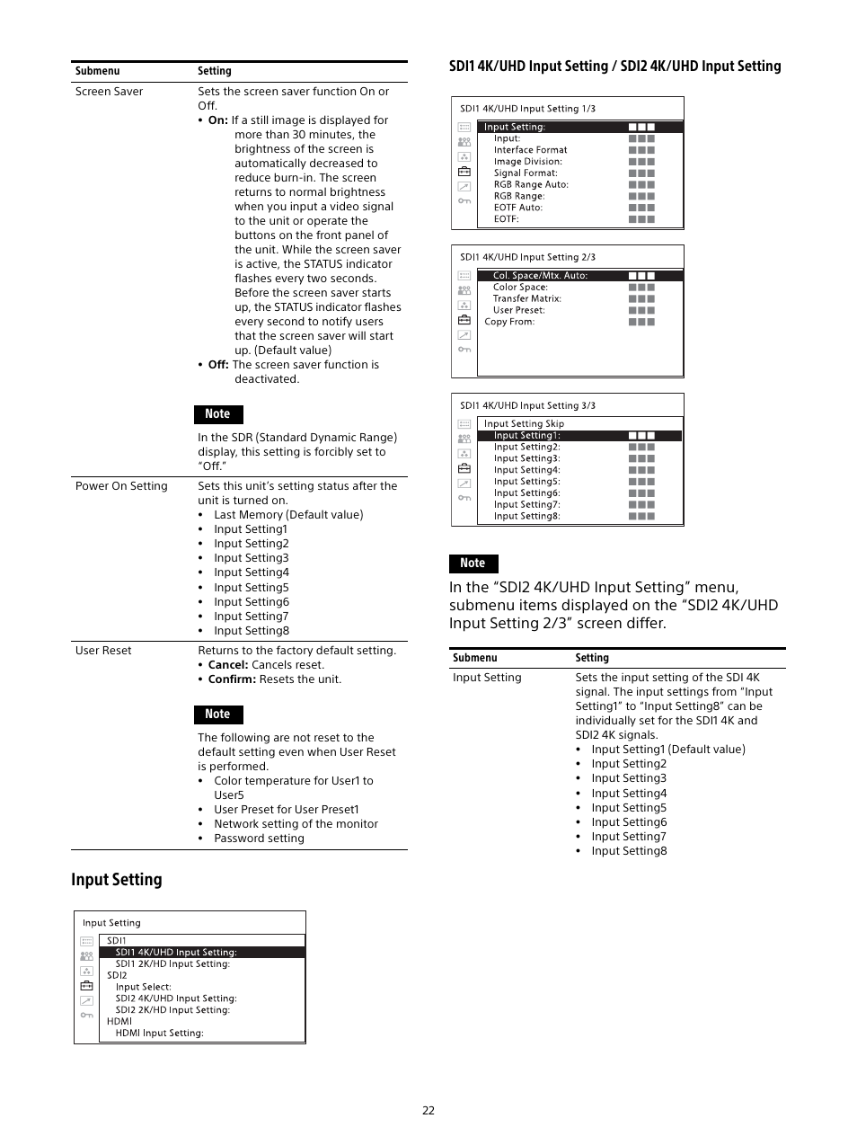 Input setting | Sony Sonnar T* FE 55mm f/1.8 ZA Lens User Manual | Page 22 / 51