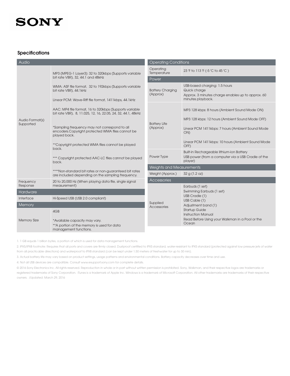 Specifications | Sony ECM-55B Omnidirectional Lavalier Microphone with XLR 3-Pin Output User Manual | Page 2 / 2