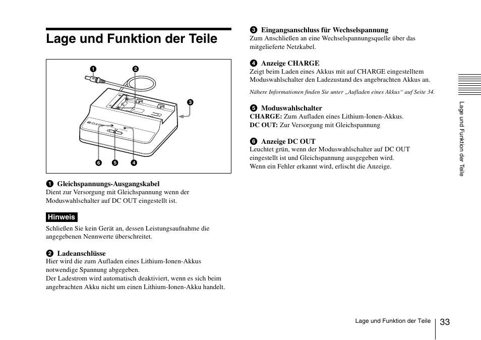 Lage und funktion der teile | Sony SRX-T110 4K SXRD 11,000-Lumen Projector (No Lens or Lamps) User Manual | Page 33 / 83