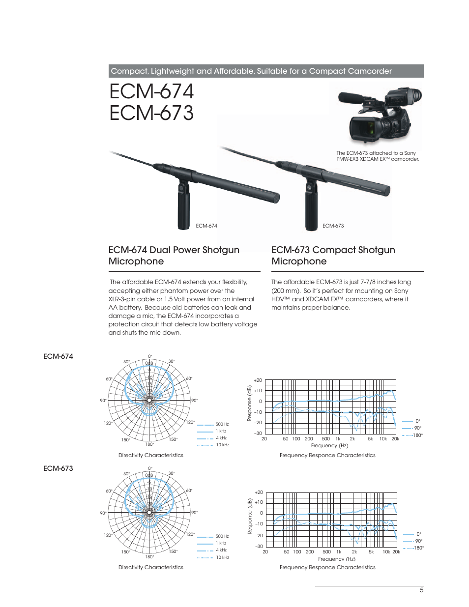 Ecm-674 dual power shotgun microphone, Ecm-673 compact shotgun microphone, Ecm-674 | Ecm-673 | Sony X85K 43" 4K HDR Smart LED TV User Manual | Page 5 / 8