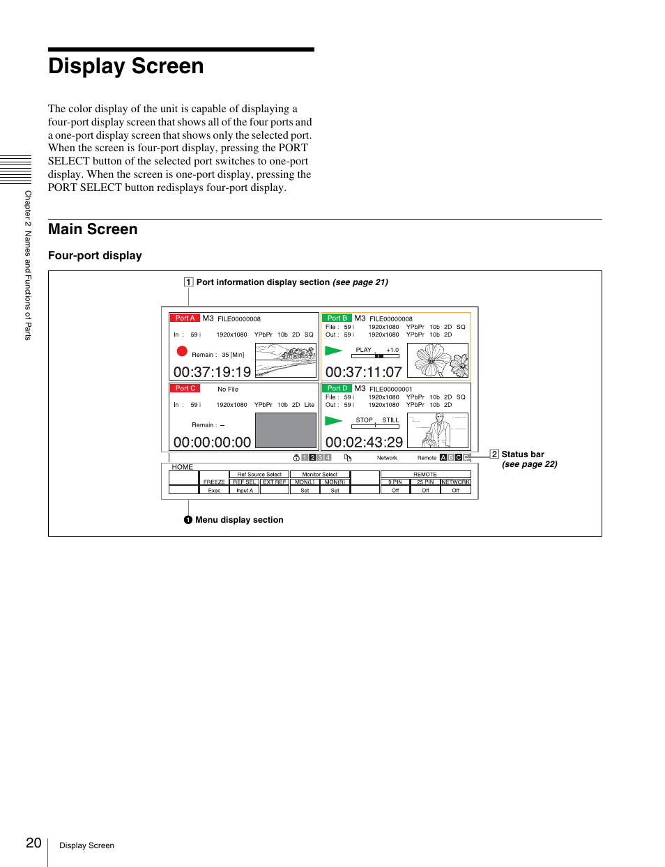 Display screen, Main screen | Sony X85K 50" 4K HDR Smart LED TV User Manual | Page 20 / 70