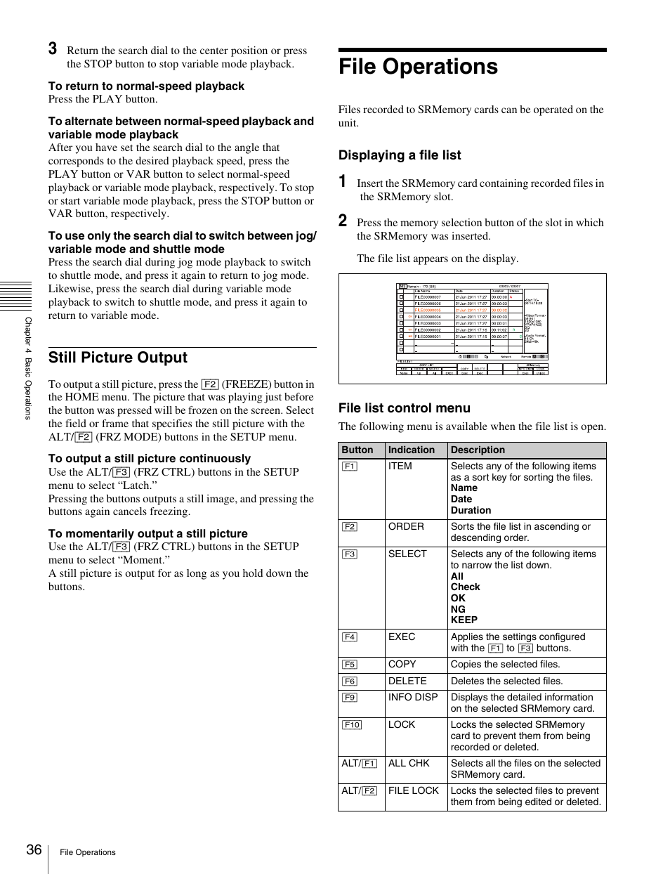 Still picture output, File operations | Sony X85K 50" 4K HDR Smart LED TV User Manual | Page 36 / 70