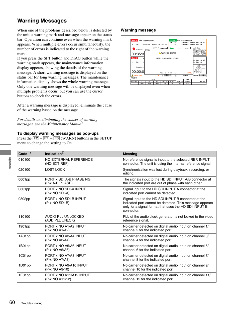 Warning messages | Sony X85K 50" 4K HDR Smart LED TV User Manual | Page 60 / 70