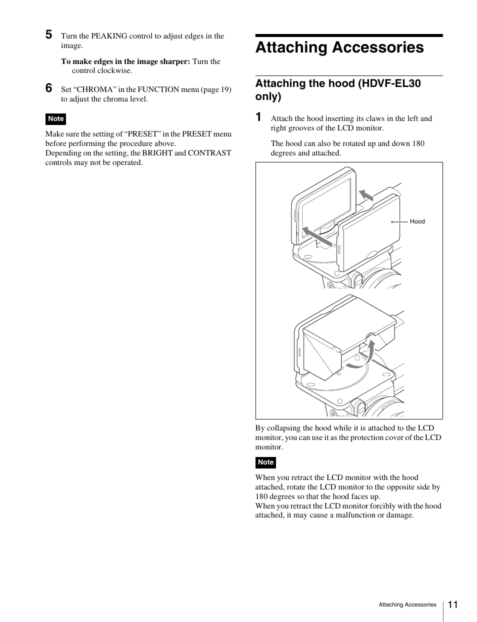 Attaching accessories, Attaching the hood (hdvf-el30 only), Attaching the hood | Hdvf-el30 only) | Sony X85K 55" 4K HDR Smart LED TV User Manual | Page 11 / 27