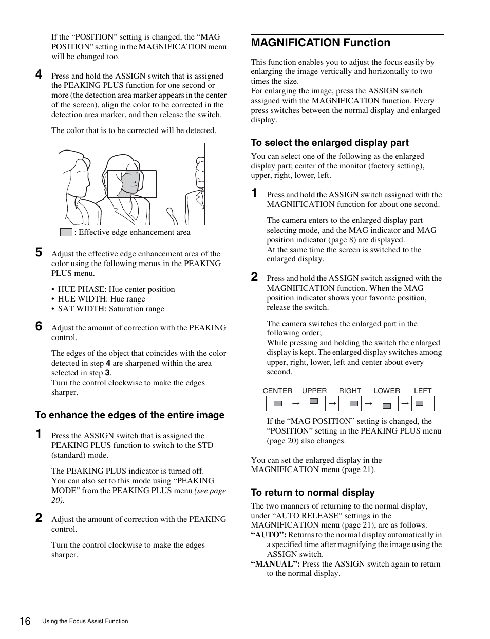 Magnification function | Sony X85K 55" 4K HDR Smart LED TV User Manual | Page 16 / 27