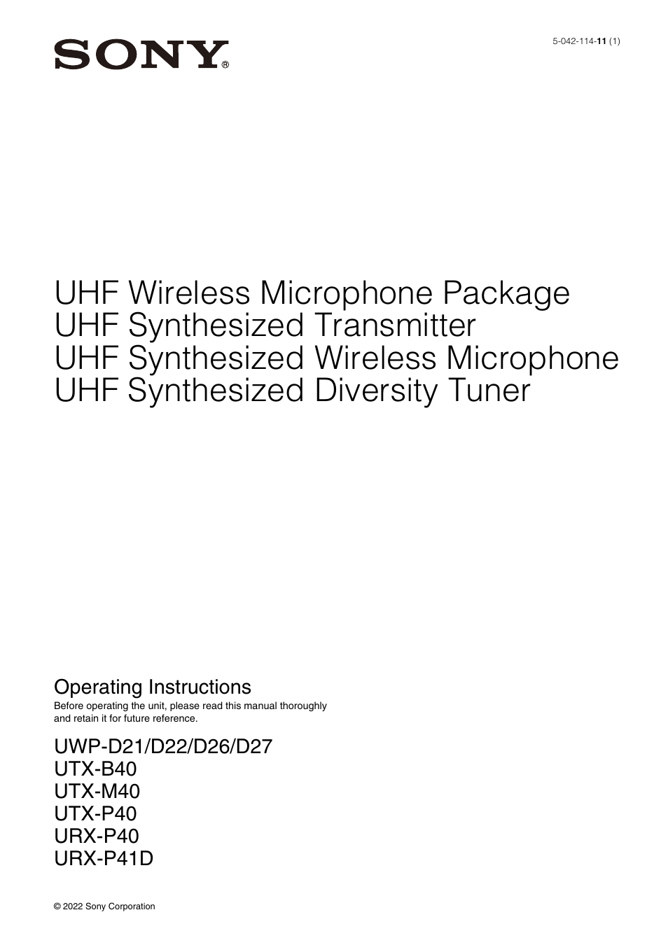 Sony VCT-SP2BP Camcorder Shoulder Support User Manual | 56 pages