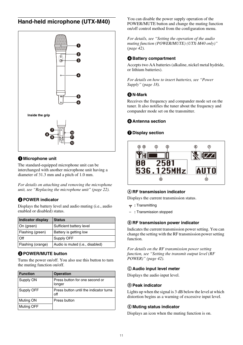 Hand-held microphone (utx-m40) | Sony VCT-SP2BP Camcorder Shoulder Support User Manual | Page 11 / 56