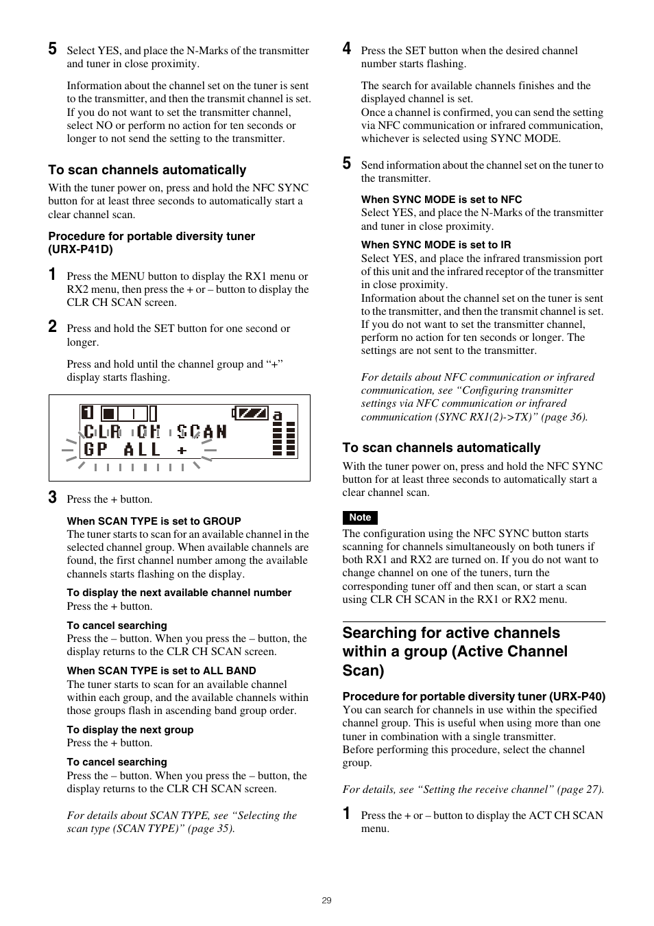 Searching for active channels within a group, Active channel scan) | Sony VCT-SP2BP Camcorder Shoulder Support User Manual | Page 29 / 56