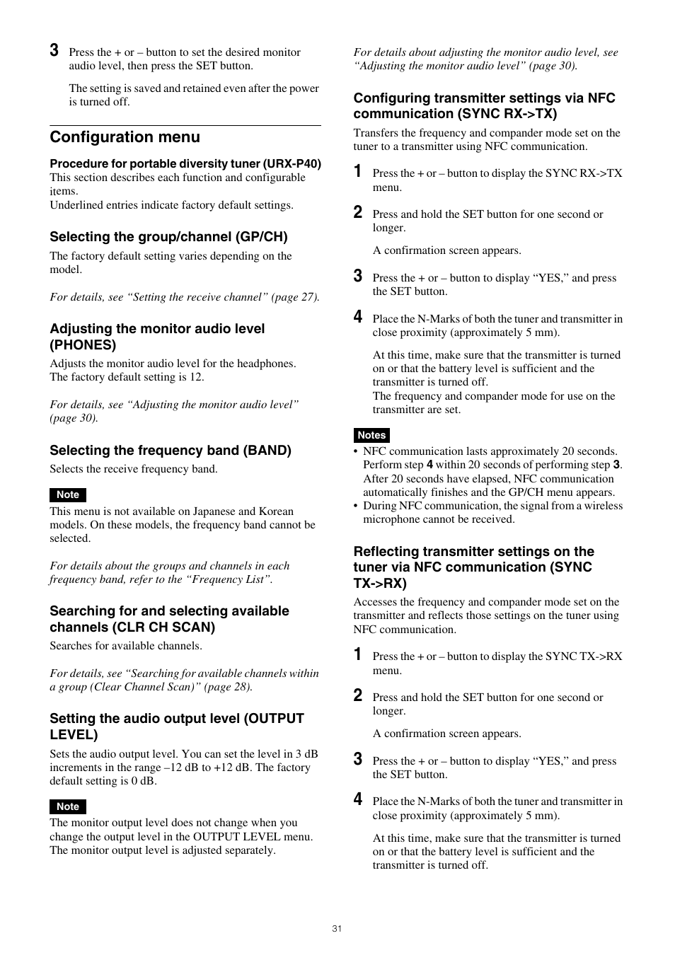 Configuration menu | Sony VCT-SP2BP Camcorder Shoulder Support User Manual | Page 31 / 56