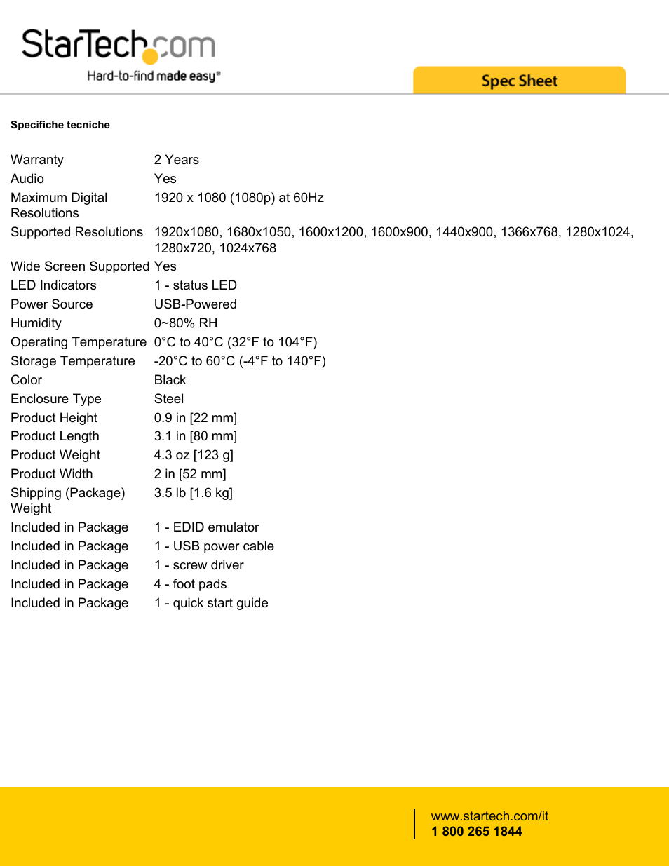 StarTech.com EDID Emulator for HDMI Displays up to 1080p User Manual | Page 3 / 4