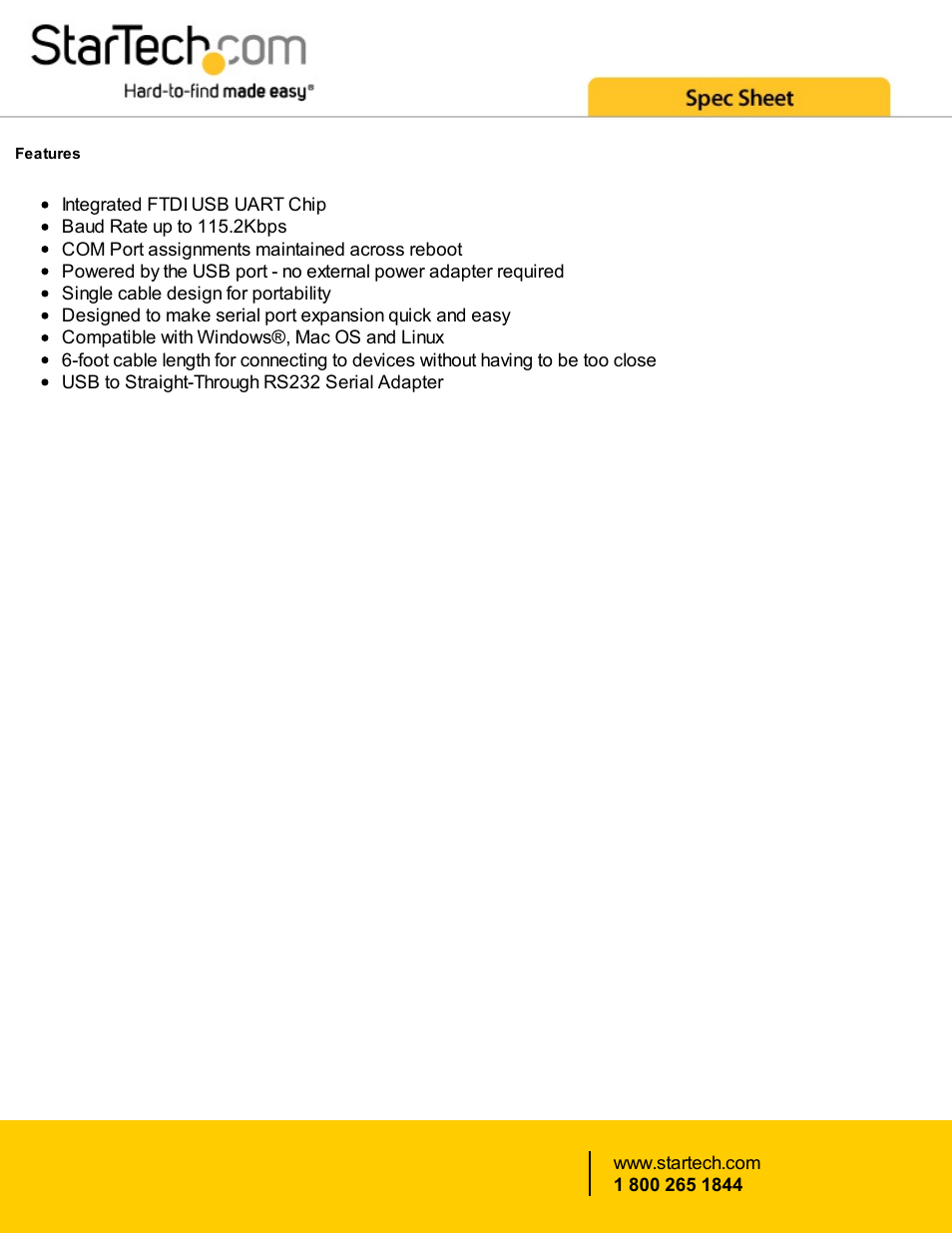 StarTech.com USB Male to RS232 Male Adapter Cable with COM Retention (6') User Manual | Page 2 / 4