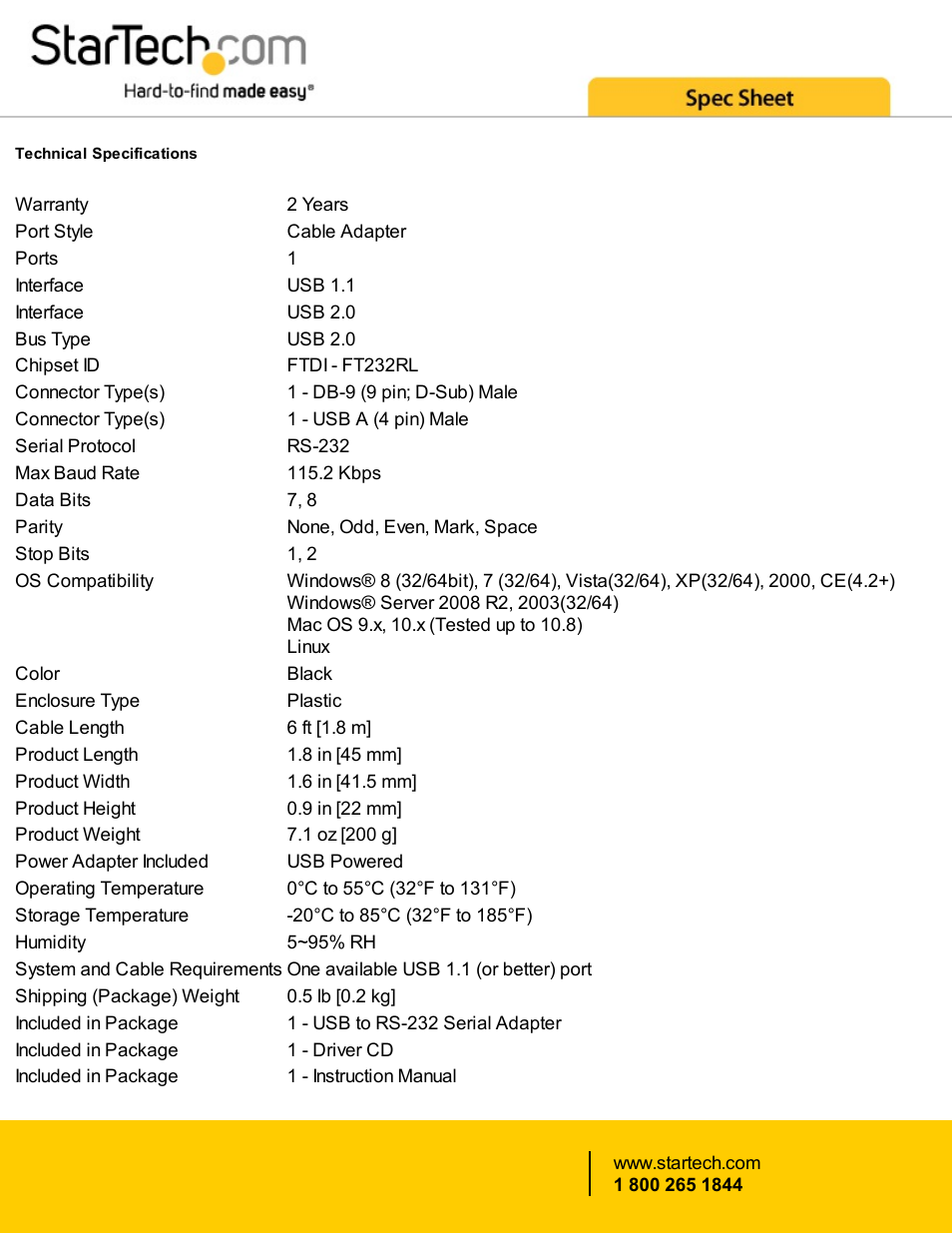 StarTech.com USB Male to RS232 Male Adapter Cable with COM Retention (6') User Manual | Page 3 / 4