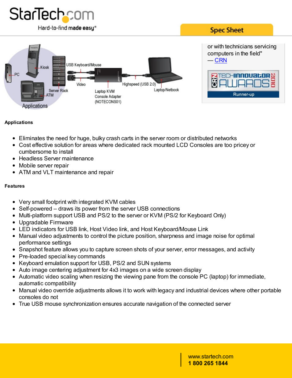 StarTech.com KVM Console to USB 2.0 Portable Laptop Crash Cart Adapter User Manual | Page 2 / 4