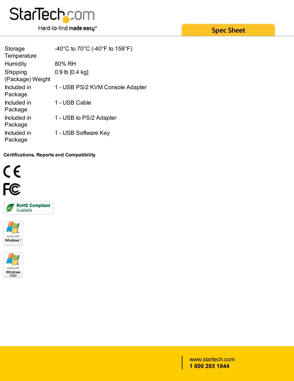 StarTech.com KVM Console to USB 2.0 Portable Laptop Crash Cart Adapter User Manual | Page 4 / 4