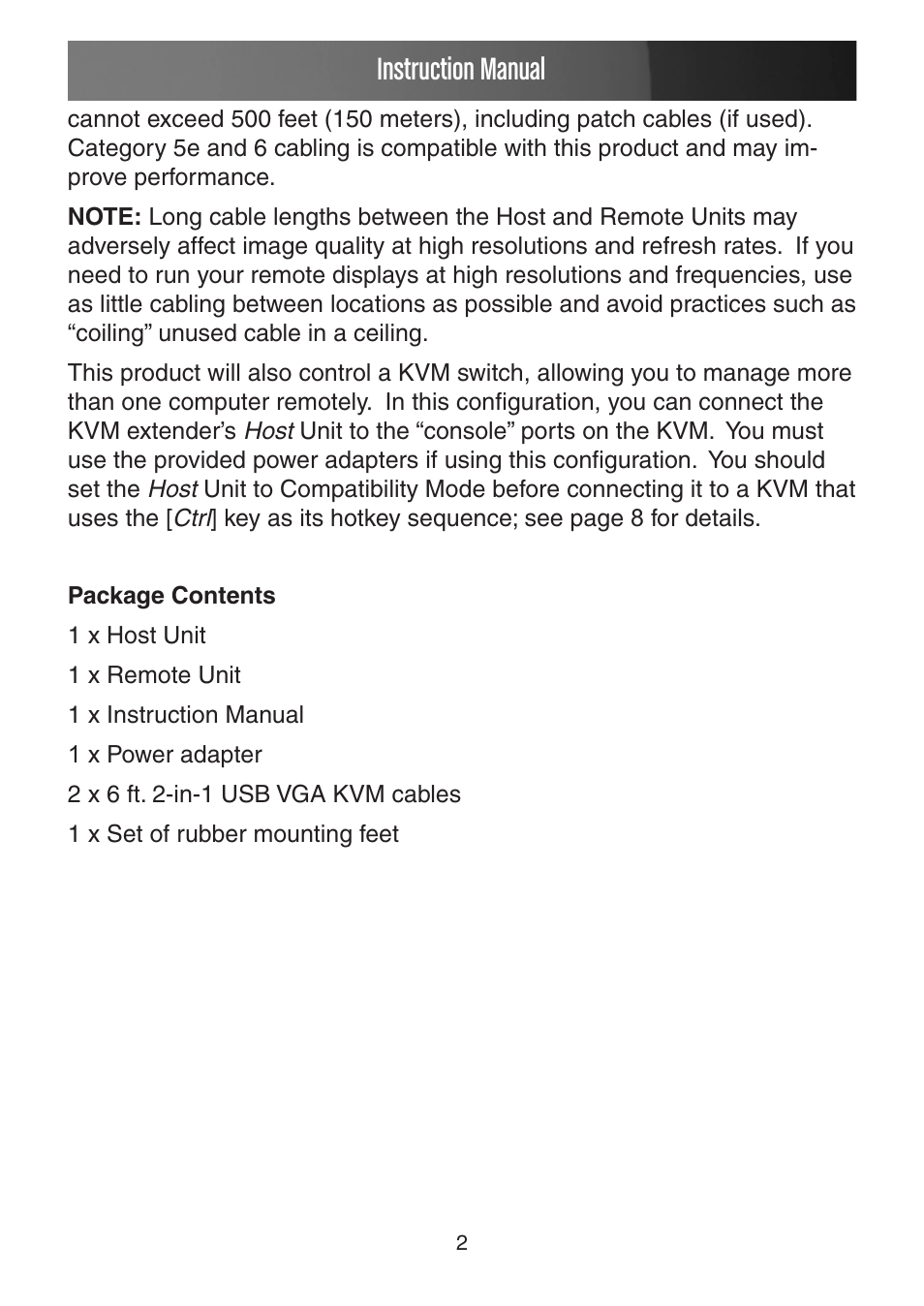Instruction manual | StarTech.com USB VGA KVM Console Extender over CAT5 UTP User Manual | Page 5 / 20
