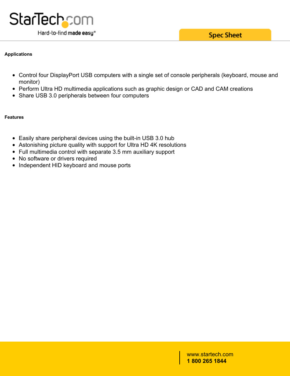 StarTech.com 4-Port USB 3.0 DisplayPort KVM Switch User Manual | Page 2 / 4