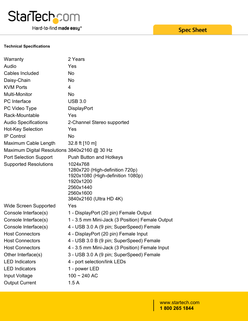 StarTech.com 4-Port USB 3.0 DisplayPort KVM Switch User Manual | Page 3 / 4