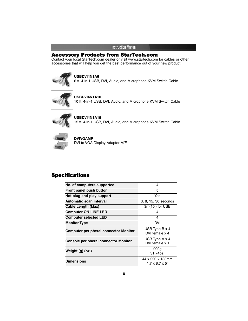 StarTech.com 4-Port DVI USB KVM Switch with Audio and USB 2.0 Hub (Black) User Manual | Page 11 / 13