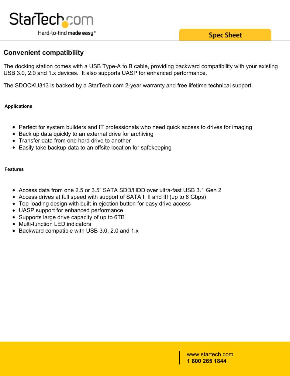 Convenient compatibility | StarTech.com USB 3.1 Single-Bay Docking Station User Manual | Page 2 / 4