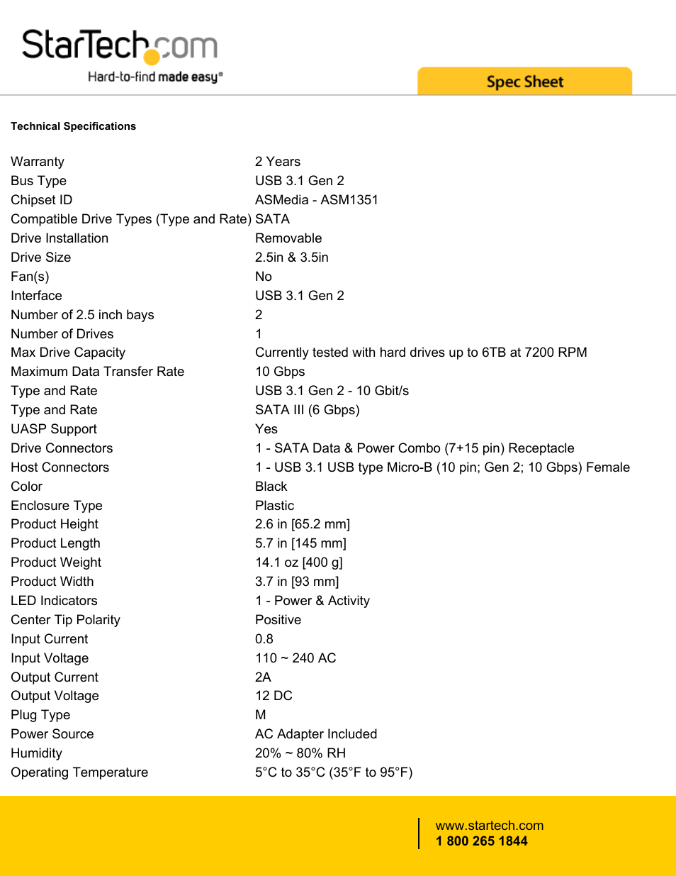 StarTech.com USB 3.1 Single-Bay Docking Station User Manual | Page 3 / 4