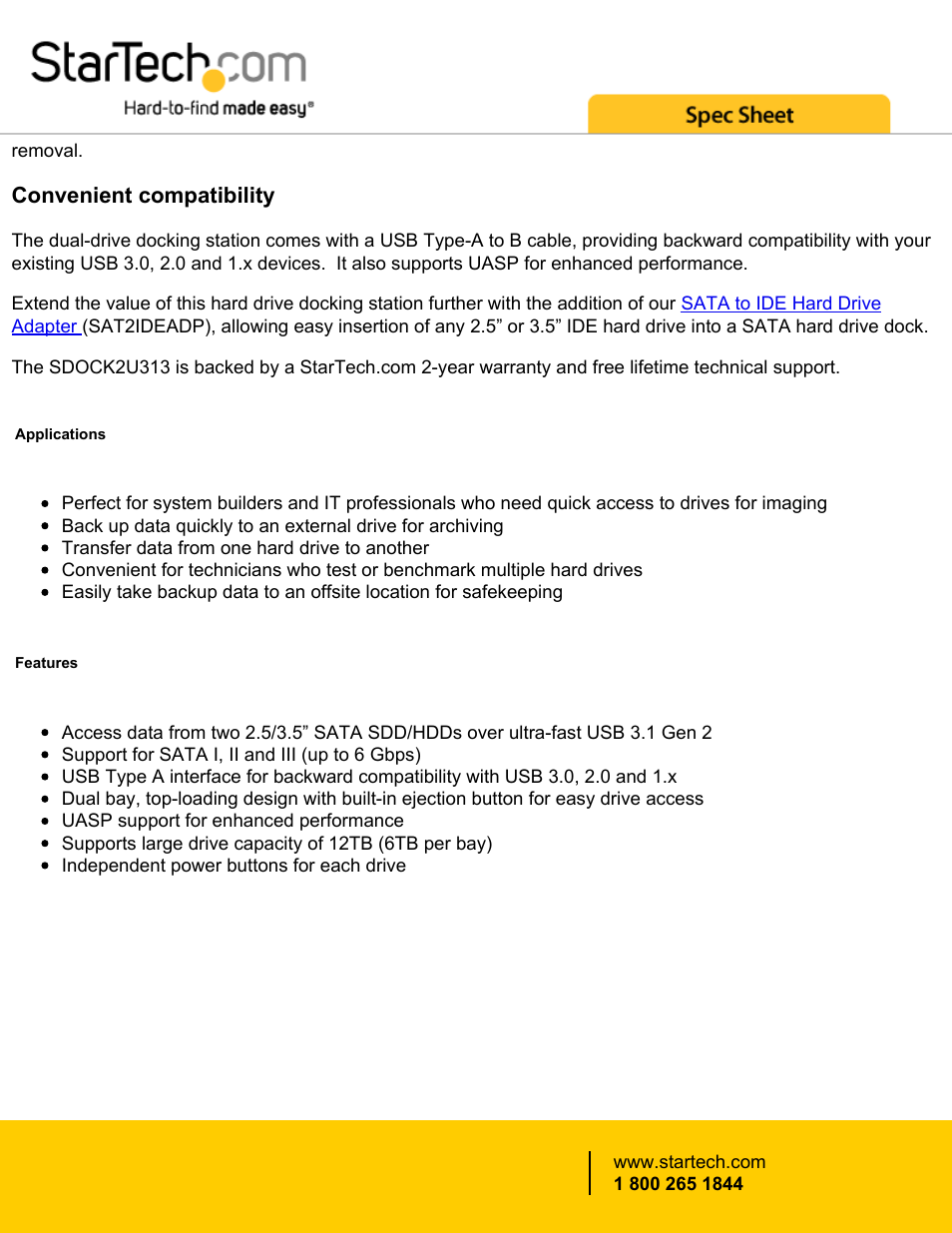 Convenient compatibility | StarTech.com USB 3.1 Dual-Bay Dock for 2.5"/3.5" SATA SSDs/HDDs User Manual | Page 2 / 4