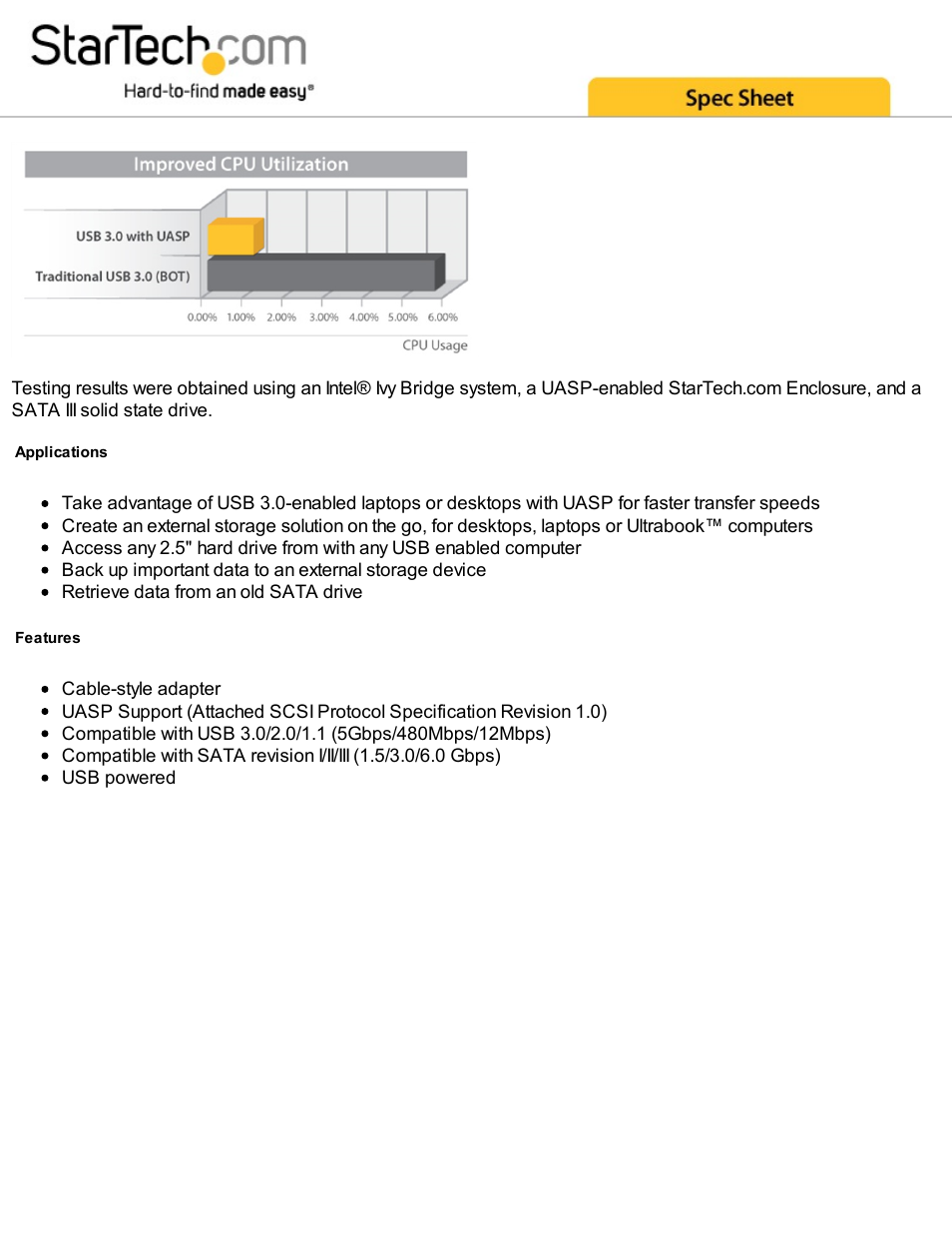 StarTech.com USB 3.0 to 2.5" SATA III Drive Adapter Cable (19.7") User Manual | Page 2 / 4