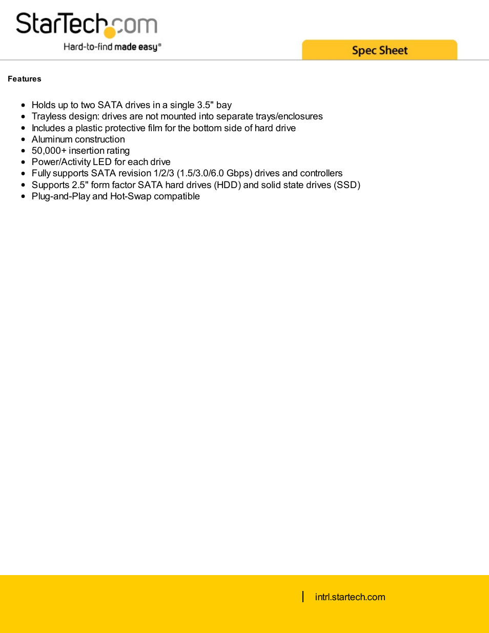 StarTech.com 3.5" SATA Hot-Swap Backplane Bay for Dual 2.5" HDD User Manual | Page 2 / 4