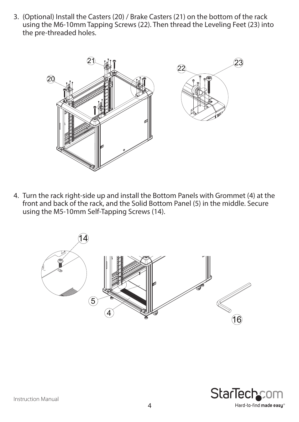 StarTech.com Knock-Down Server Rack Cabinet with Casters (12 RU, 36") User Manual | Page 7 / 11