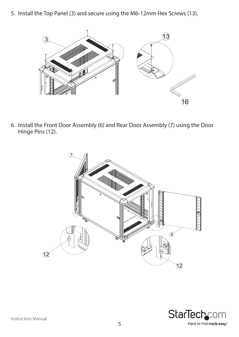 StarTech.com Knock-Down Server Rack Cabinet with Casters (12 RU, 36") User Manual | Page 8 / 11