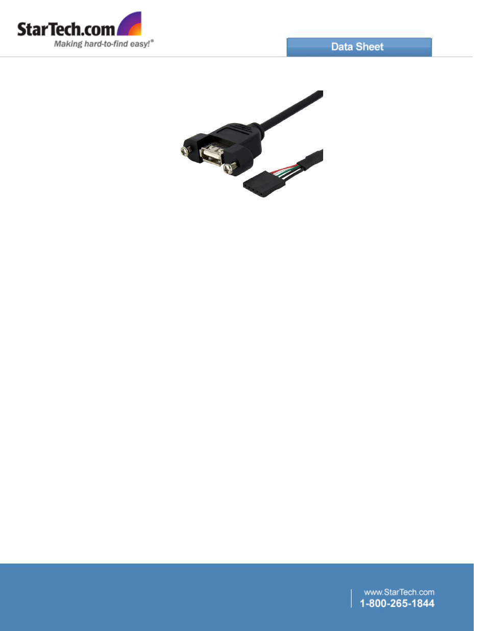 StarTech.com 1' (0.3m) USB 2.0 Cable USB A Female to Motherboard 5-Pin Adapter (Black) User Manual | 1 page