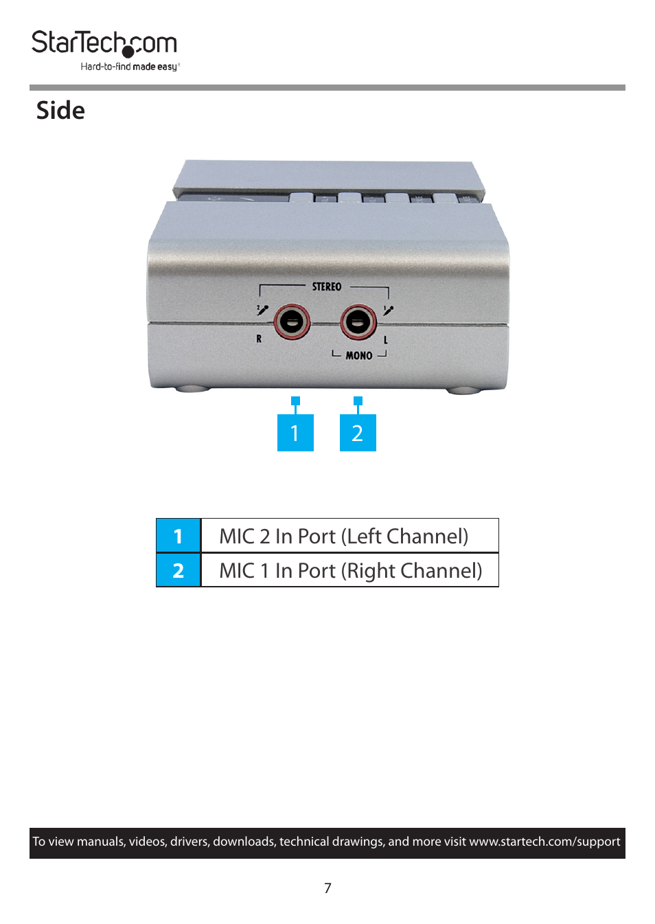 Side | StarTech.com 7.1 USB Audio Adapter External Sound Card User Manual | Page 8 / 14