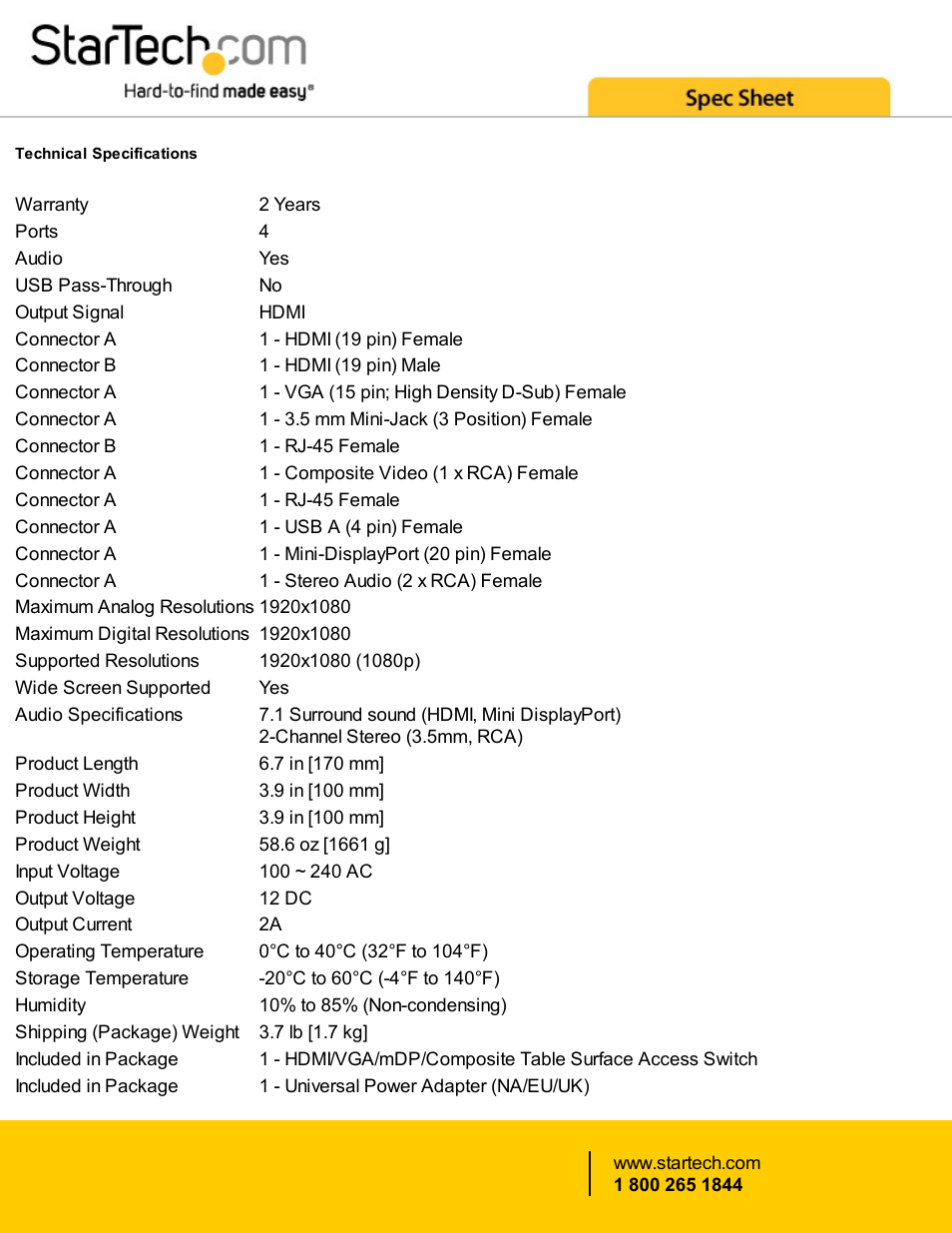 StarTech.com BOX4HDECP Conference Table Connectivity Box User Manual | Page 3 / 4