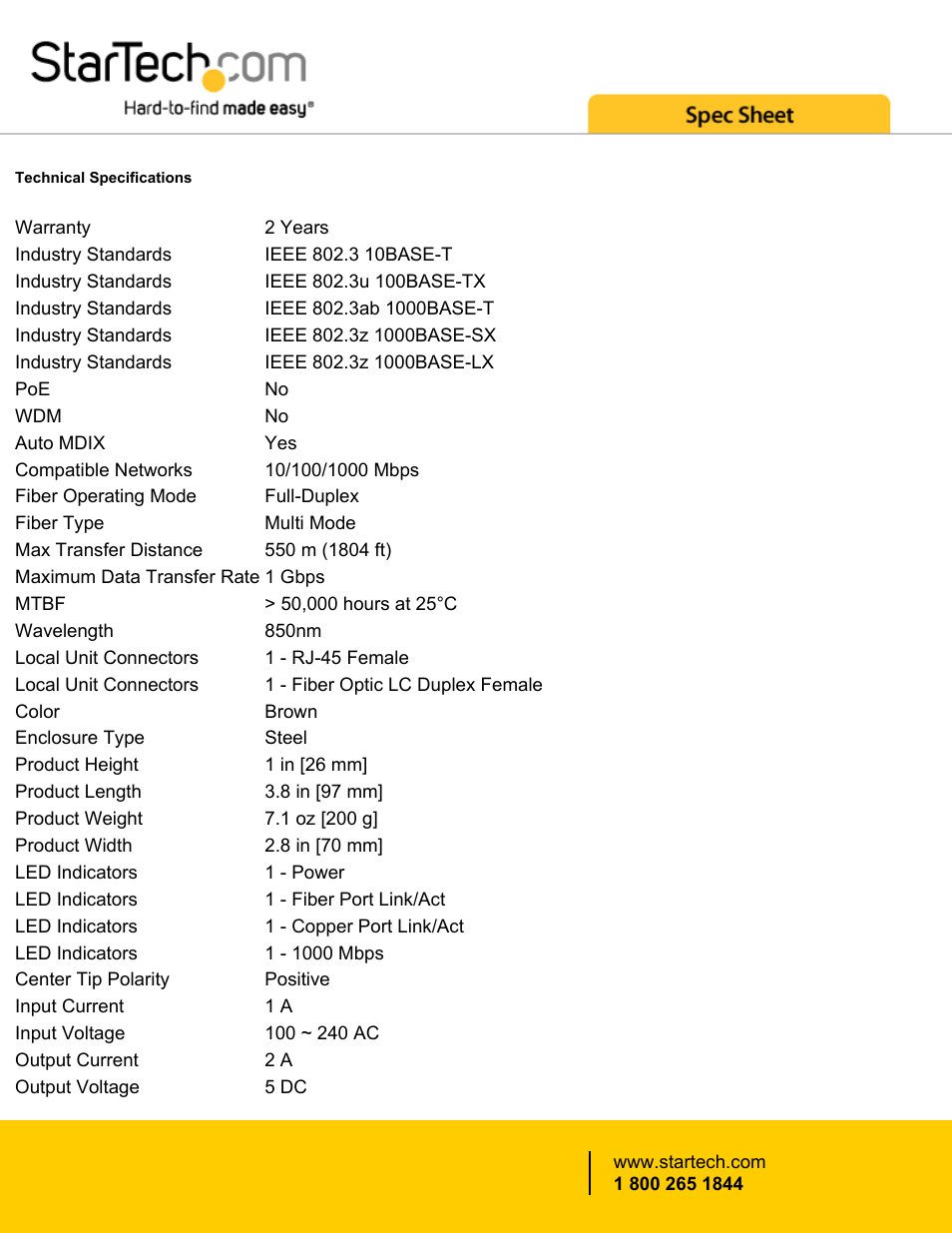 StarTech.com Gigabit Ethernet Fiber Media Converter User Manual | Page 3 / 4