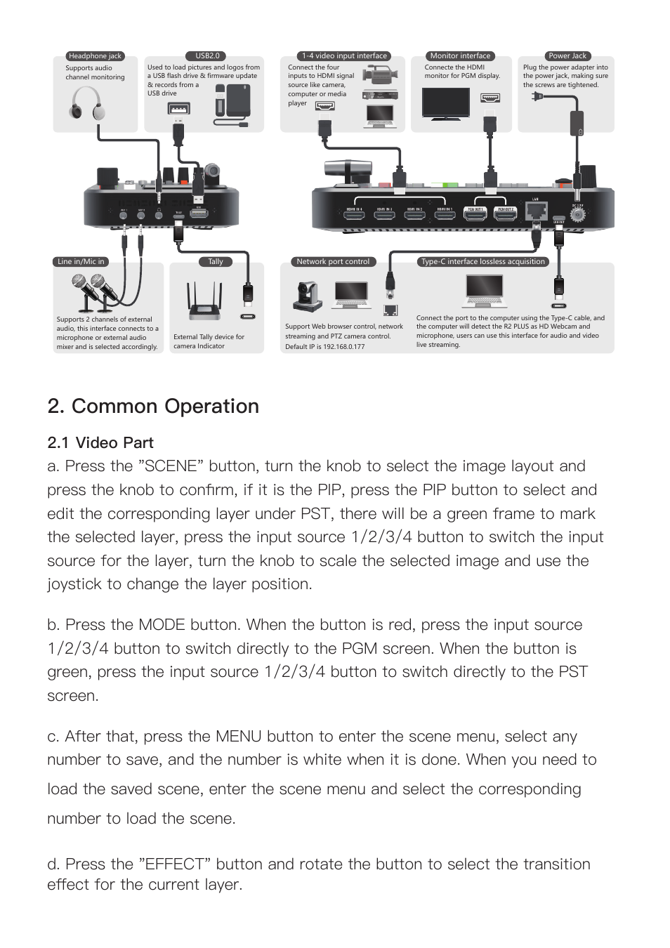 Common operation | Sprolink NeoLIVE R2 Plus Video Switcher User Manual | Page 4 / 8