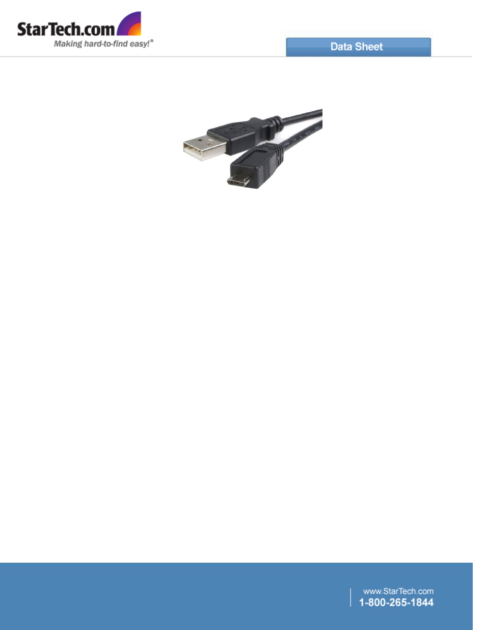 StarTech.com USB 2.0 Type-A to Micro-USB Cable (Black, 1') User Manual | 1 page