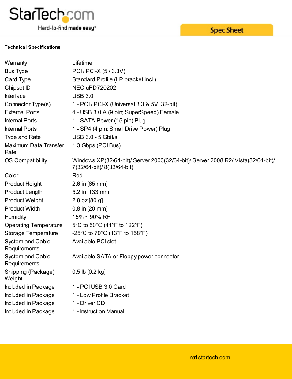 StarTech.com Four-Port SuperSpeed USB 3.0 PCI Card with SATA/SP4 Power User Manual | Page 3 / 4