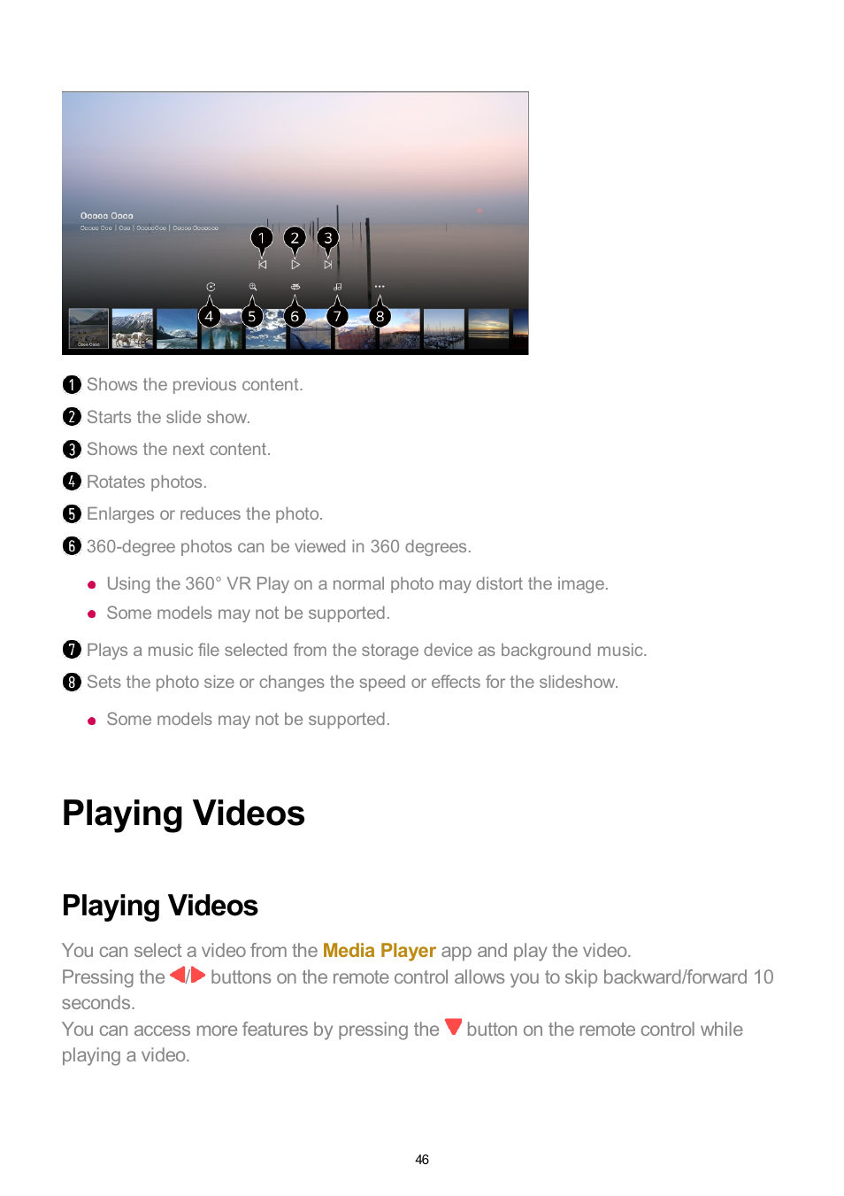 Playing videos | LG UQ7570PUJ 50" 4K HDR Smart LED TV User Manual | Page 46 / 133