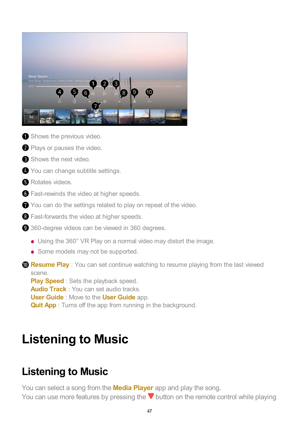 Listening to music | LG UQ7570PUJ 50" 4K HDR Smart LED TV User Manual | Page 47 / 133