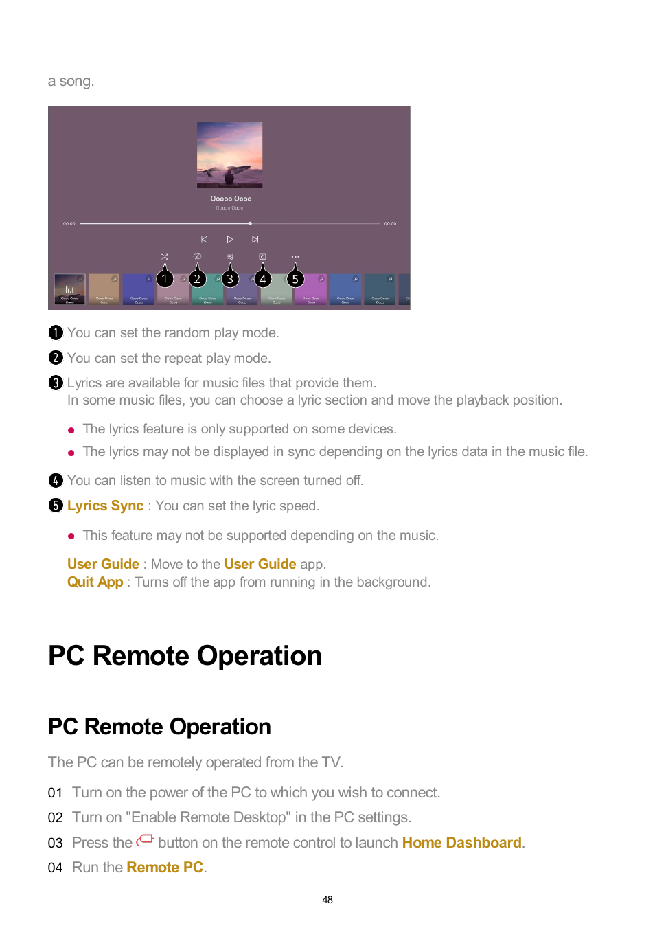 Pc remote operation | LG UQ7570PUJ 50" 4K HDR Smart LED TV User Manual | Page 48 / 133
