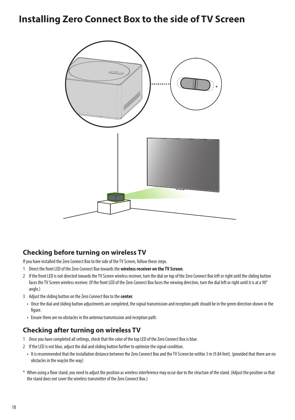 Checking before turning on wireless tv, Checking after turning on wireless tv | LG evo M Series M3 77" Wireless 4K HDR Smart OLED TV User Manual | Page 18 / 28