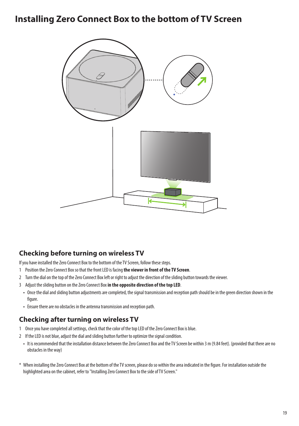 Checking before turning on wireless tv, Checking after turning on wireless tv | LG evo M Series M3 77" Wireless 4K HDR Smart OLED TV User Manual | Page 19 / 28