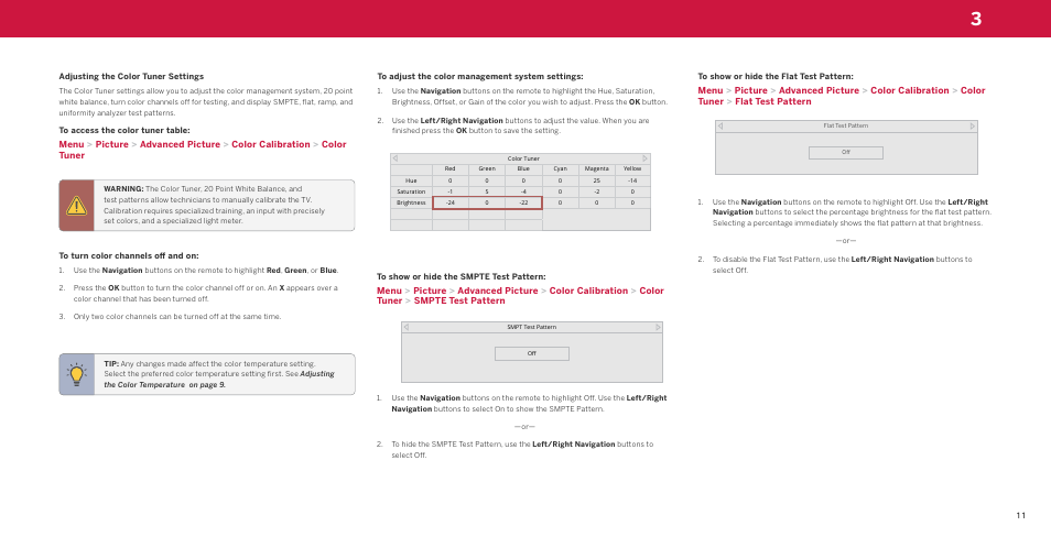 Adjusting the color tuner settings | Vizio M-Series Quantum Q7-J03 70" Class HDR 4K UHD Smart Quantum Dot LED TV User Manual | Page 17 / 48