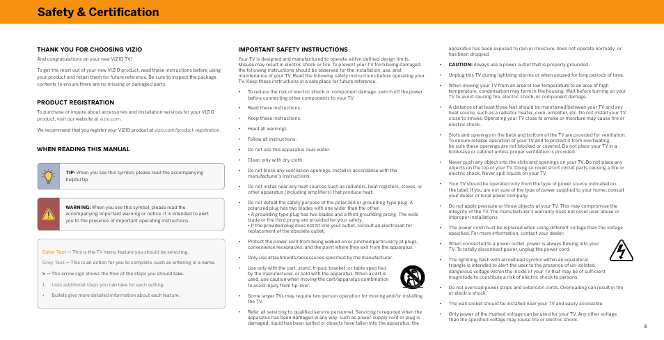 Safety & certification | Vizio V-Series 43" 4K HDR Smart LED TV User Manual | Page 3 / 49