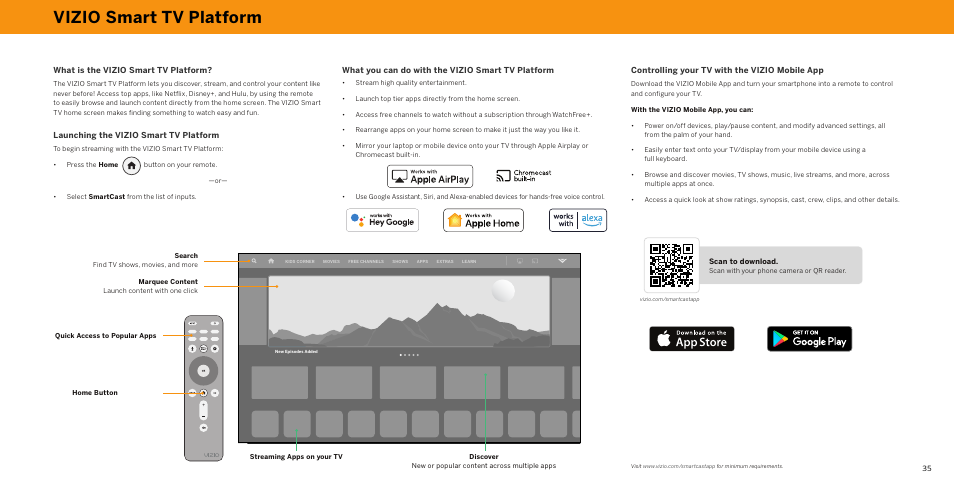 Vizio smart tv platform | Vizio V-Series 43" 4K HDR Smart LED TV User Manual | Page 35 / 49
