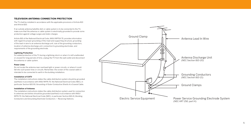 Grounding conductors, Electric service equipment | Vizio V-Series 43" 4K HDR Smart LED TV User Manual | Page 5 / 49