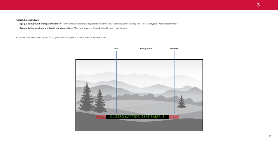 Typical choices include, Closed caption text sample | Vizio M-Series Quantum Q7-J01 58" Class HDR 4K UHD Smart Quantum Dot LED TV User Manual | Page 27 / 48